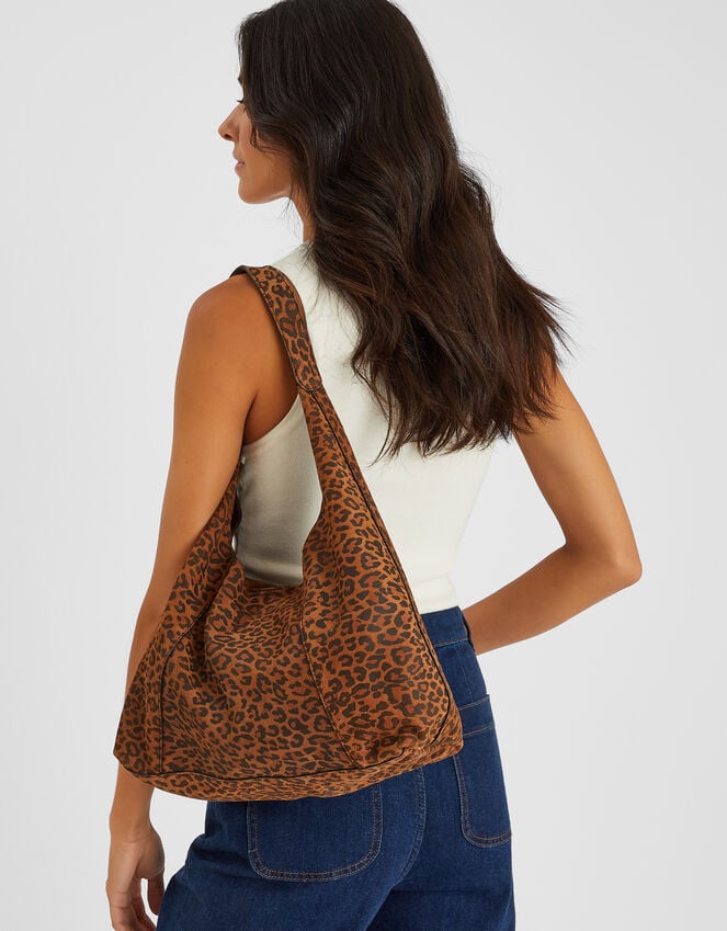 accessorize Leopard Print Suede Shoulder Bag
