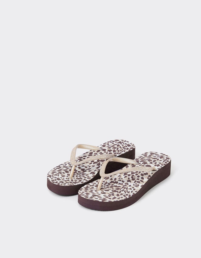 accessorize Leopard Print Wedge Flip Flops Leopard