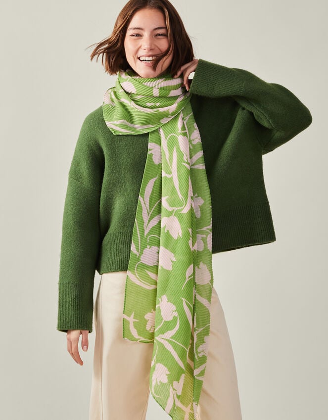 Accessorize Lightweight Floral Pleat Scarf