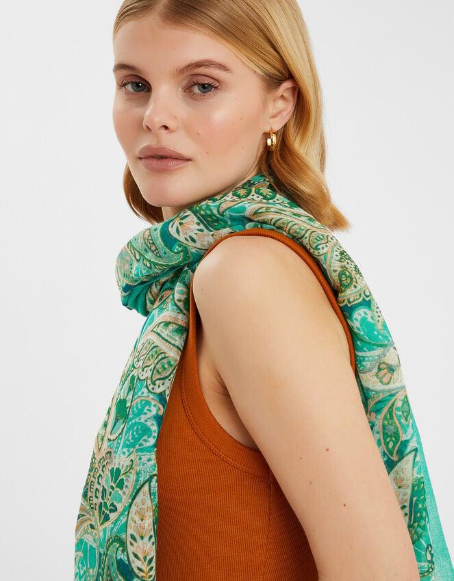 Accessorize Lightweight Paisley Scarf Teal