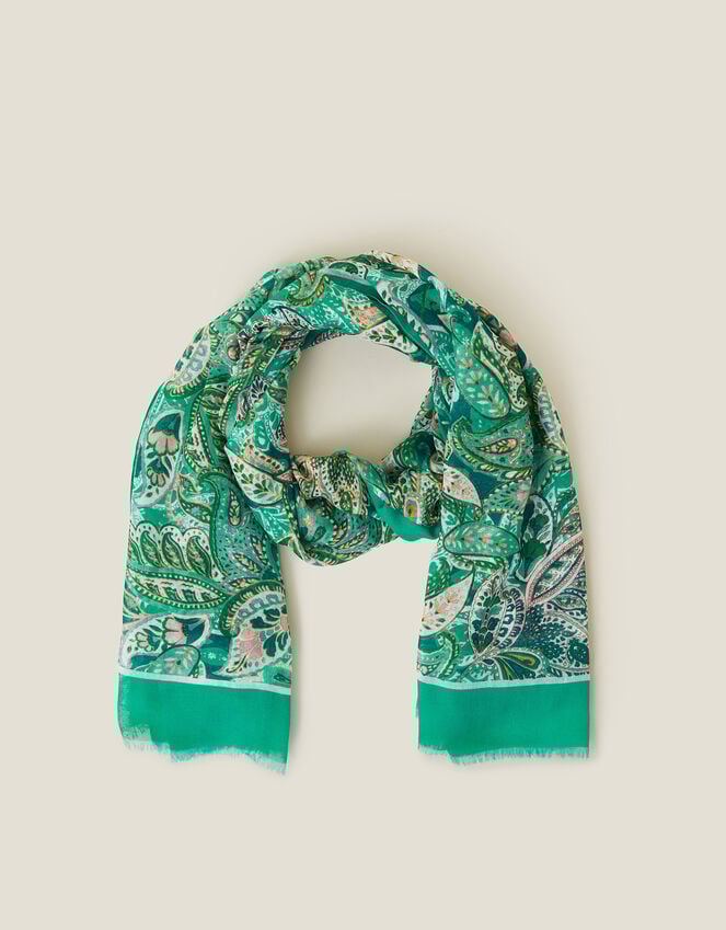accessorize Lightweight Paisley Scarf Teal