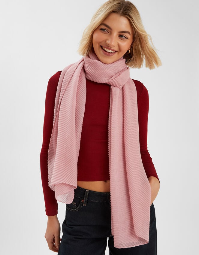 Accessorize Lightweight Pleated Scarf Pink