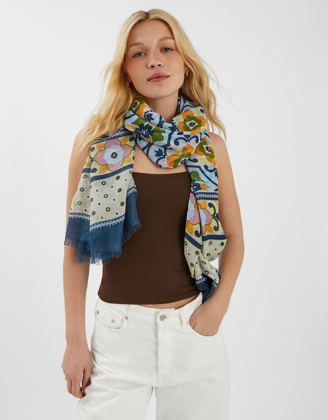 Accessorize Lightweight Tile Print Scarf
