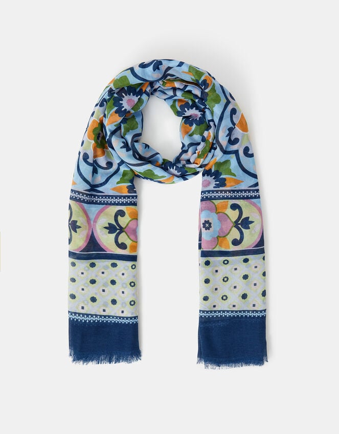 accessorize Lightweight Tile Print Scarf