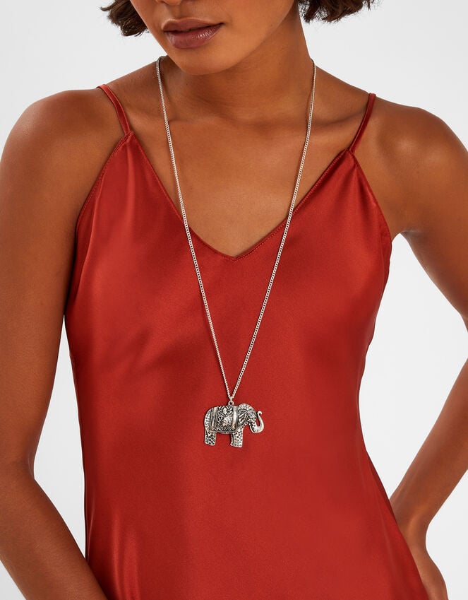 Accessorize Long Elephant Pendant Necklace