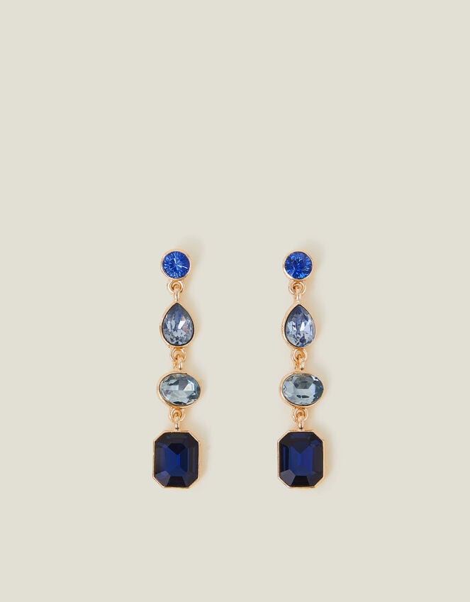 Accessorize Long Gemstone Drop Earrings Blue