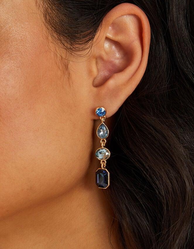 Accessorize Long Gemstone Drop Earrings Blue