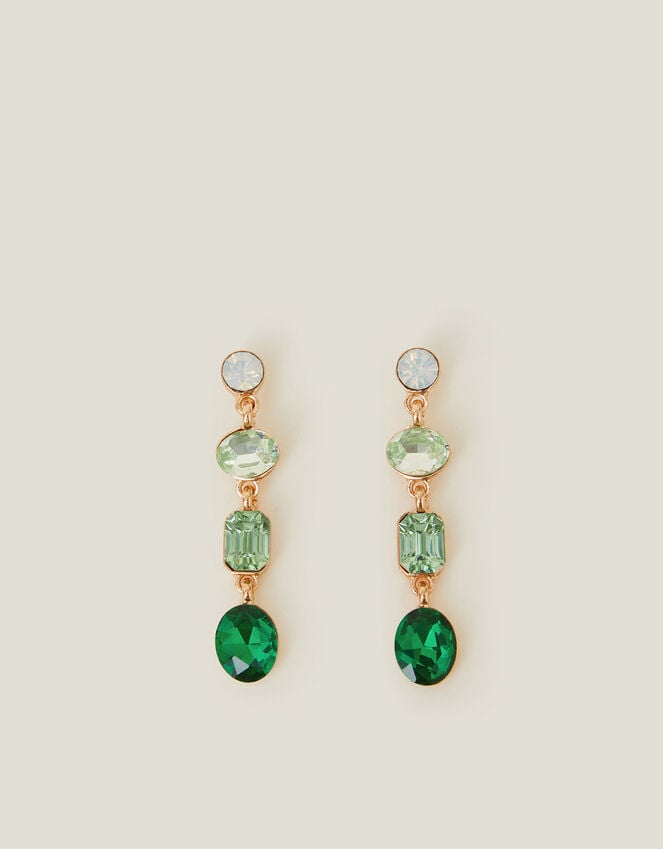 Accessorize Long Gemstone Drop Earrings Green