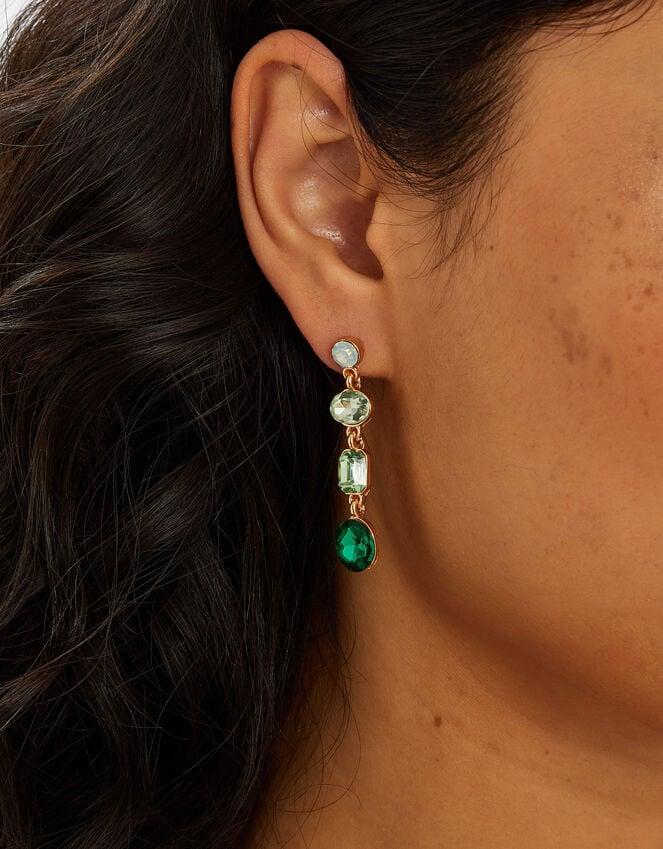Accessorize Long Gemstone Drop Earrings Green