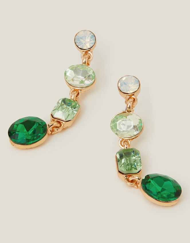 accessorize Long Gemstone Drop Earrings Green