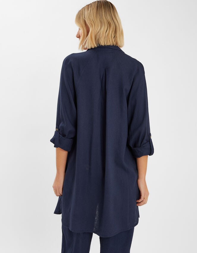 Accessorize Long Sleeve Beach Cover Up Shirt Blue