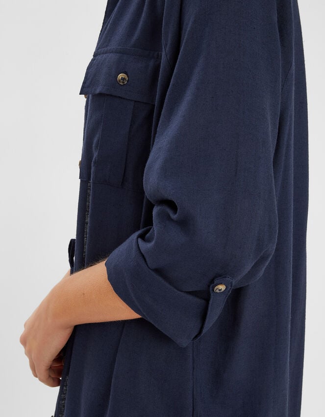 Accessorize Long Sleeve Beach Cover Up Shirt Blue