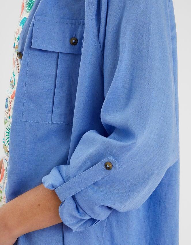 Accessorize Long Sleeve Beach Cover Up Shirt Blue