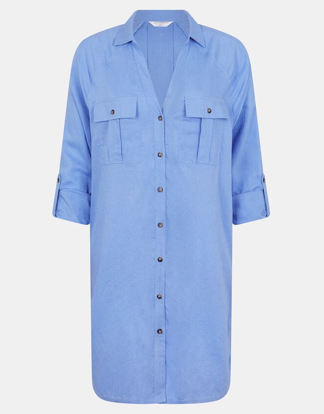 Accessorize Long Sleeve Beach Cover Up Shirt Blue