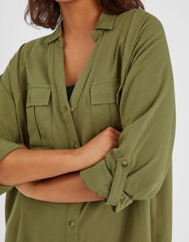 Accessorize Long Sleeve Beach Cover Up Shirt Green