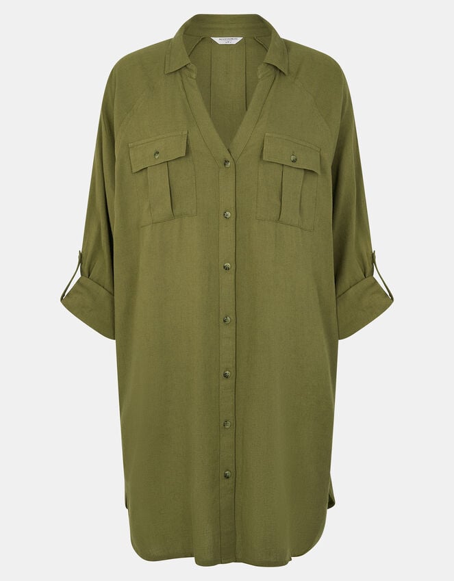 Accessorize Long Sleeve Beach Cover Up Shirt Green