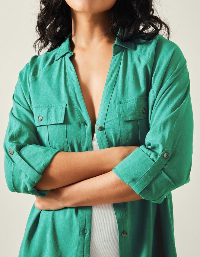 Accessorize Long Sleeve Beach Cover Up Shirt Green