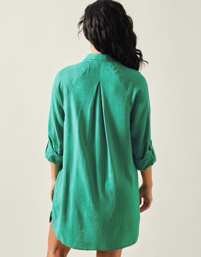 Accessorize Long Sleeve Beach Cover Up Shirt Green