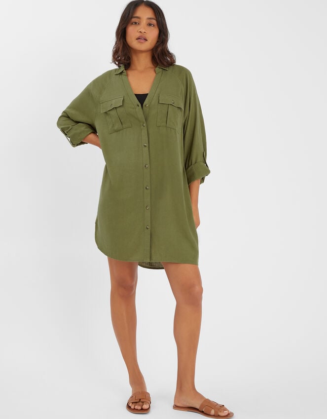 accessorize Long Sleeve Beach Cover Up Shirt Green