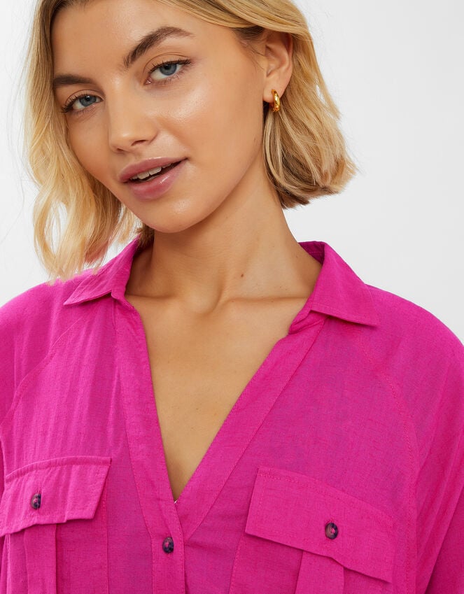 Accessorize Long Sleeve Beach Cover Up Shirt Pink