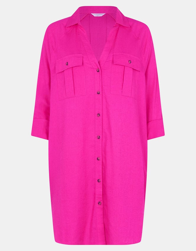 Accessorize Long Sleeve Beach Cover Up Shirt Pink