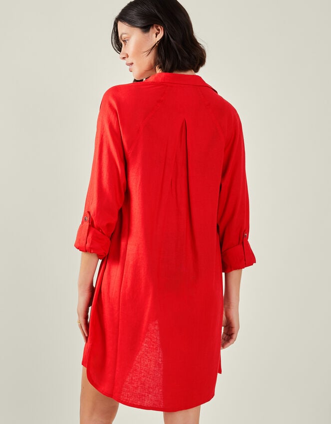 Accessorize Long Sleeve Beach Cover Up Shirt Red