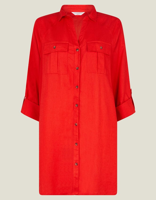 Accessorize Long Sleeve Beach Cover Up Shirt Red