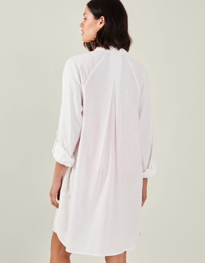 Accessorize Long Sleeve Beach Cover Up Shirt White