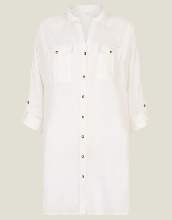 Accessorize Long Sleeve Beach Cover Up Shirt White