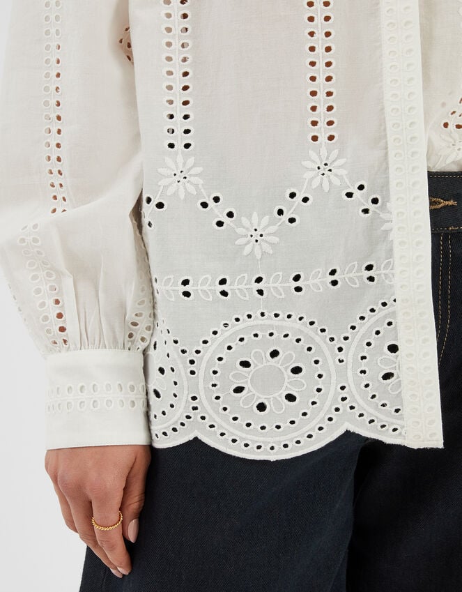 Accessorize Long Sleeve Broderie Shirt White