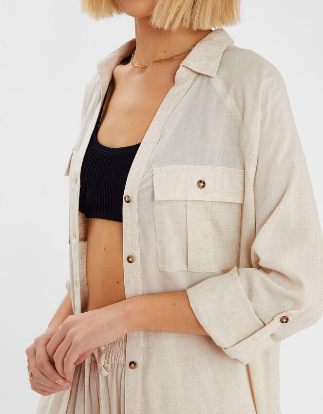 Accessorize Long Sleeve Shirt Beach Cover-Up Camel