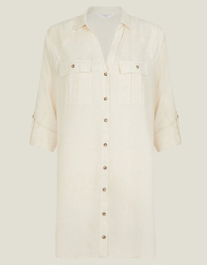 Accessorize Long Sleeve Shirt Beach Cover-Up Camel