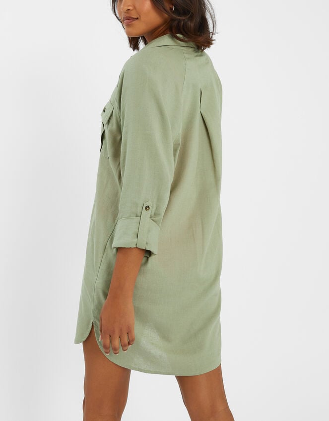 Accessorize Long Sleeve Shirt Beach Cover-Up Green