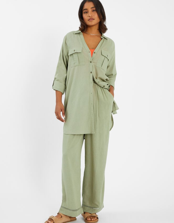 Accessorize Long Sleeve Shirt Beach Cover-Up Green