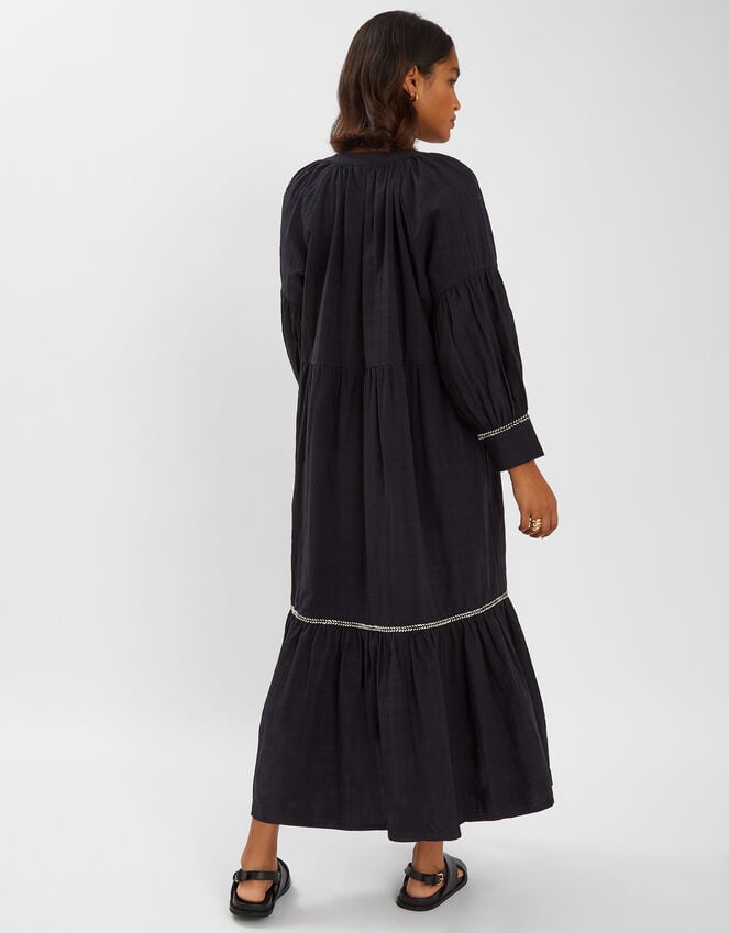 Accessorize Long-Sleeve Tiered Maxi Dress Black