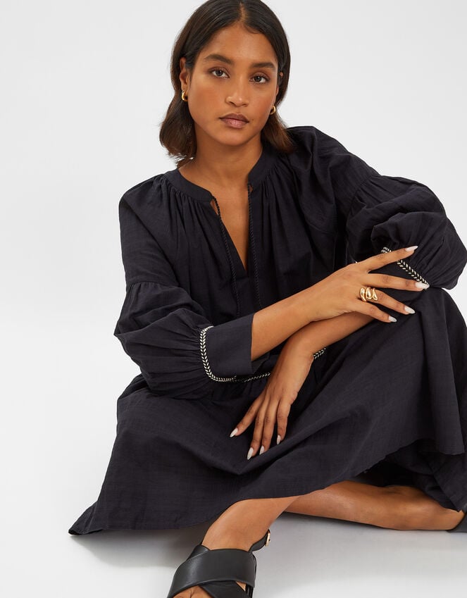 Accessorize Long-Sleeve Tiered Maxi Dress Black