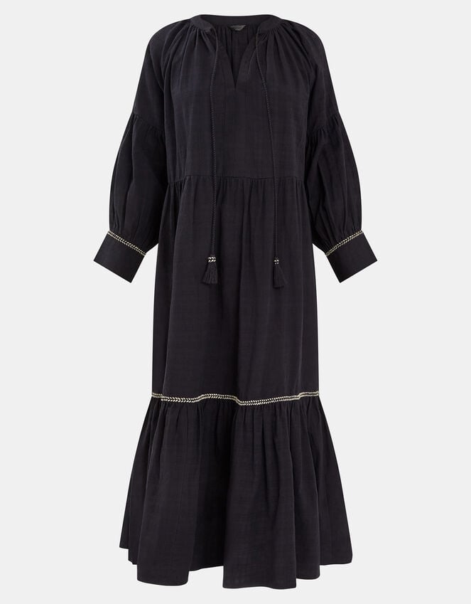 Accessorize Long-Sleeve Tiered Maxi Dress Black