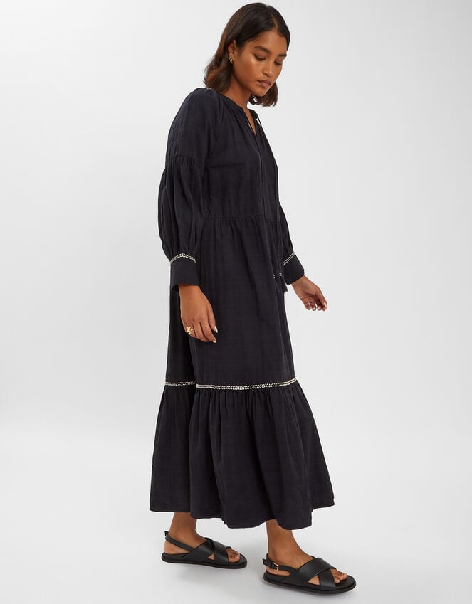 accessorize Long-Sleeve Tiered Maxi Dress Black