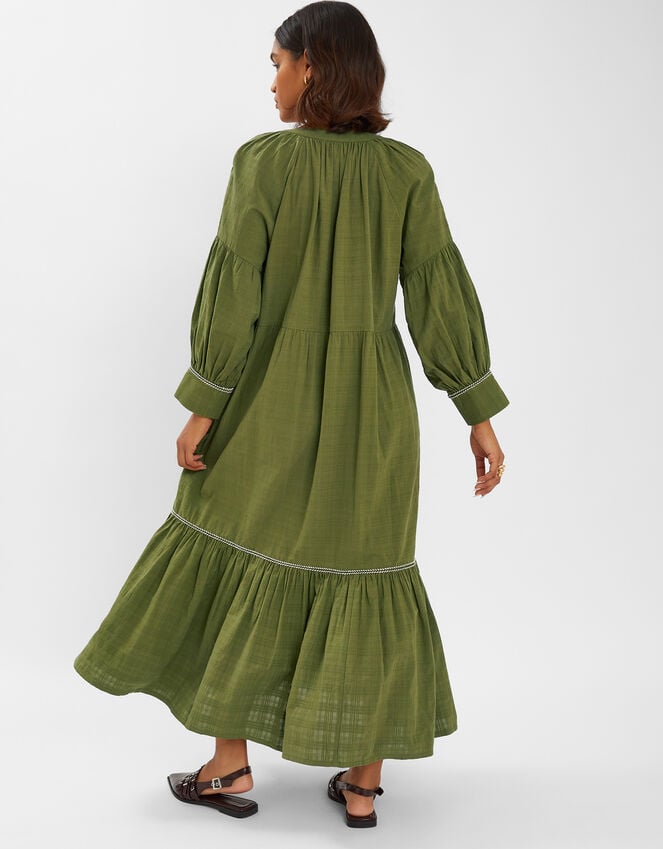 Accessorize Long-Sleeve Tiered Maxi Dress Green