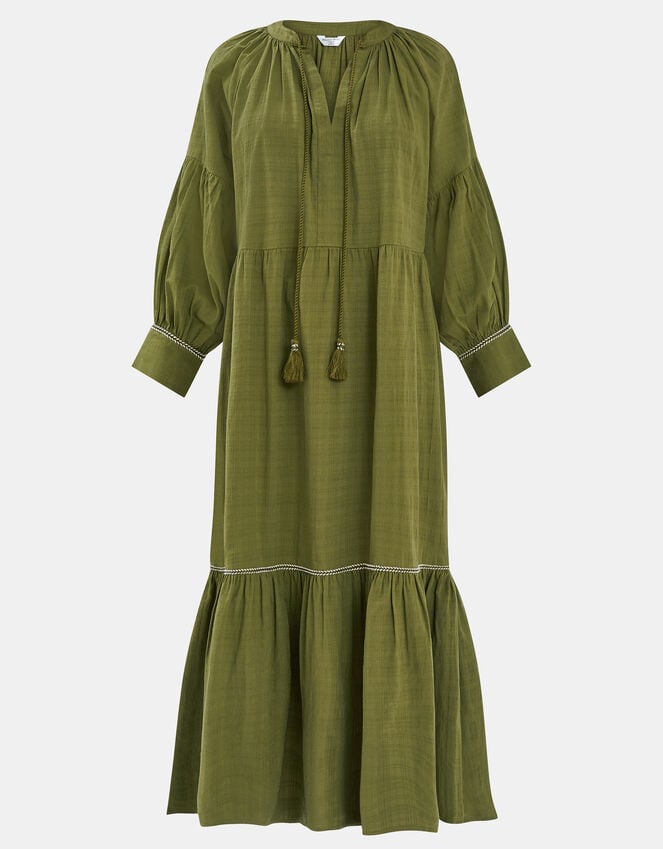 Accessorize Long-Sleeve Tiered Maxi Dress Green