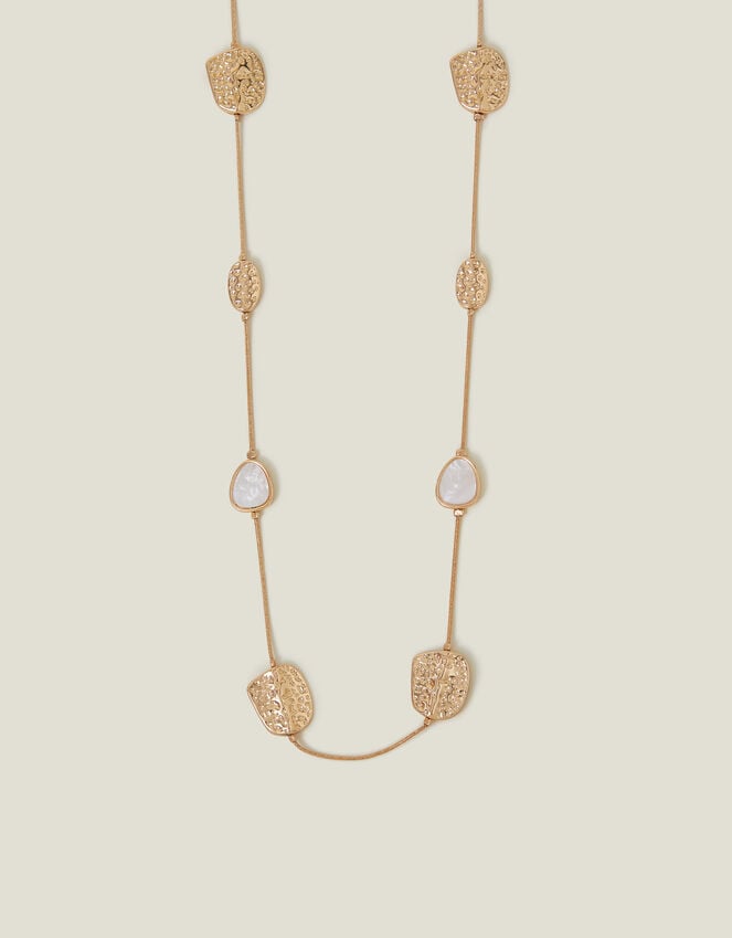 accessorize Long Textured Pendant Station Necklace