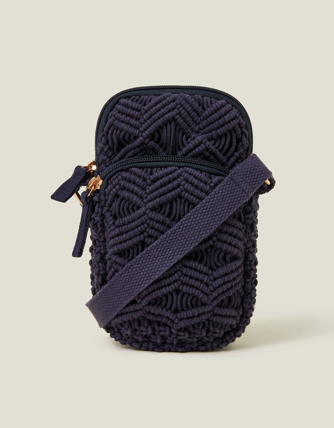 Accessorize Macrame Phone Bag Blue