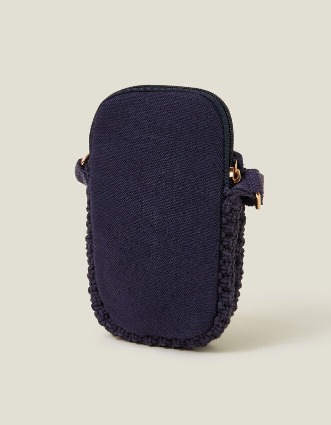 Accessorize Macrame Phone Bag Blue