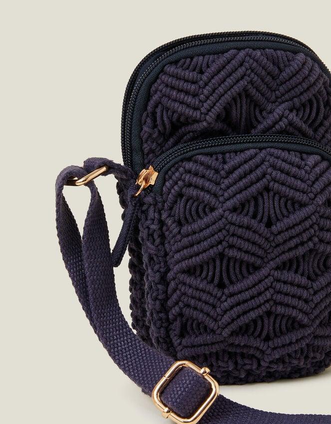 Accessorize Macrame Phone Bag Blue