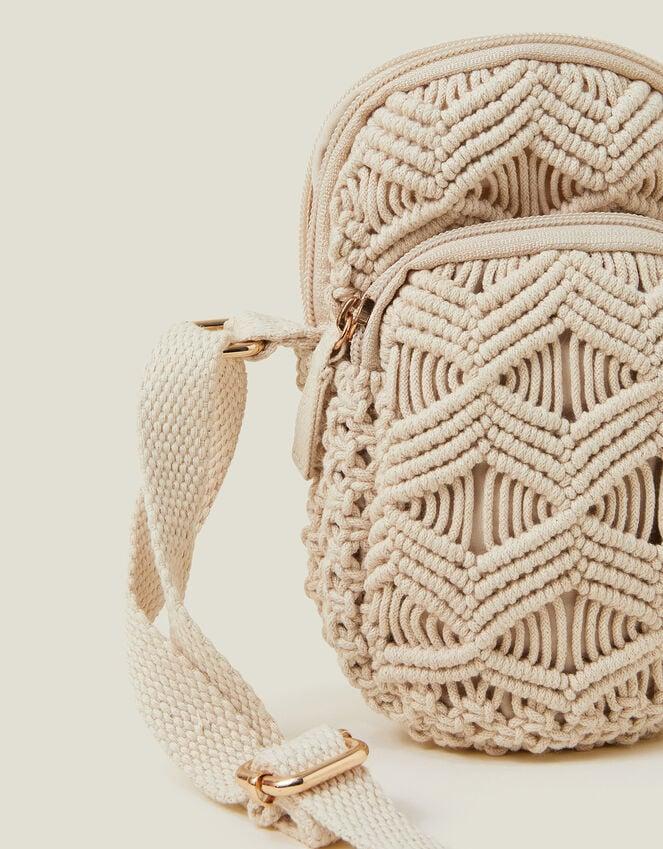 Accessorize Macrame Phone Bag Cream
