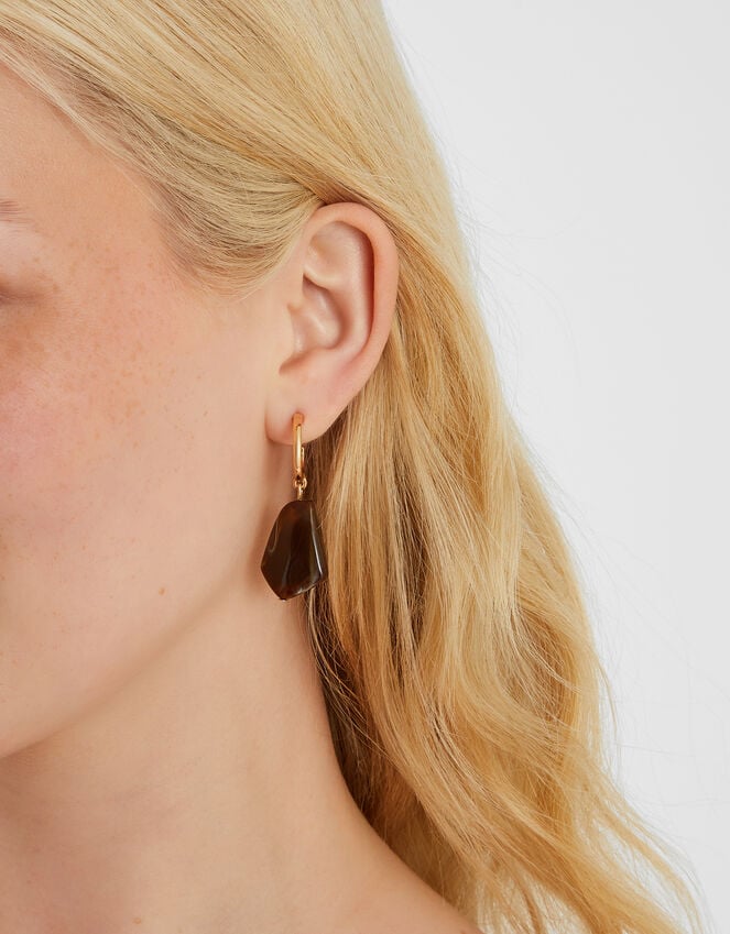 Accessorize Marble Resin Hoop Drop Earrings