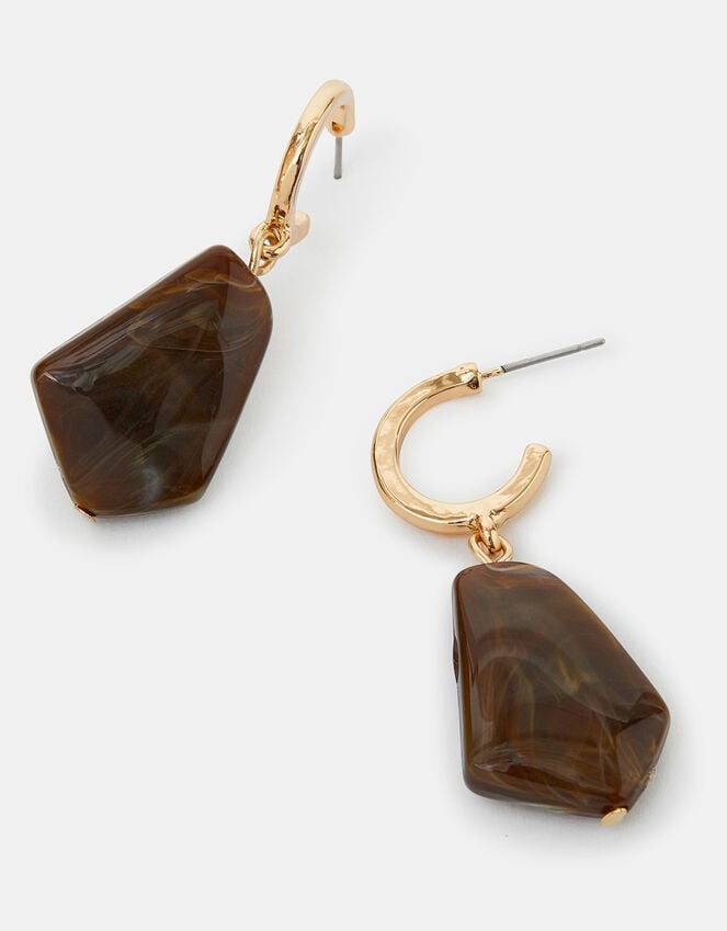 accessorize Marble Resin Hoop Drop Earrings