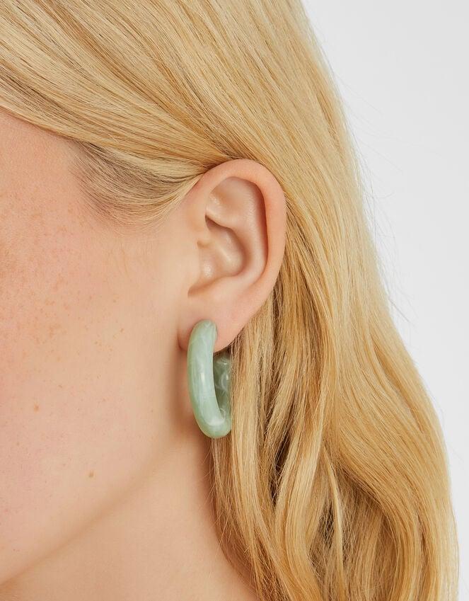 Accessorize Marble Resin Tube Hoop Earrings