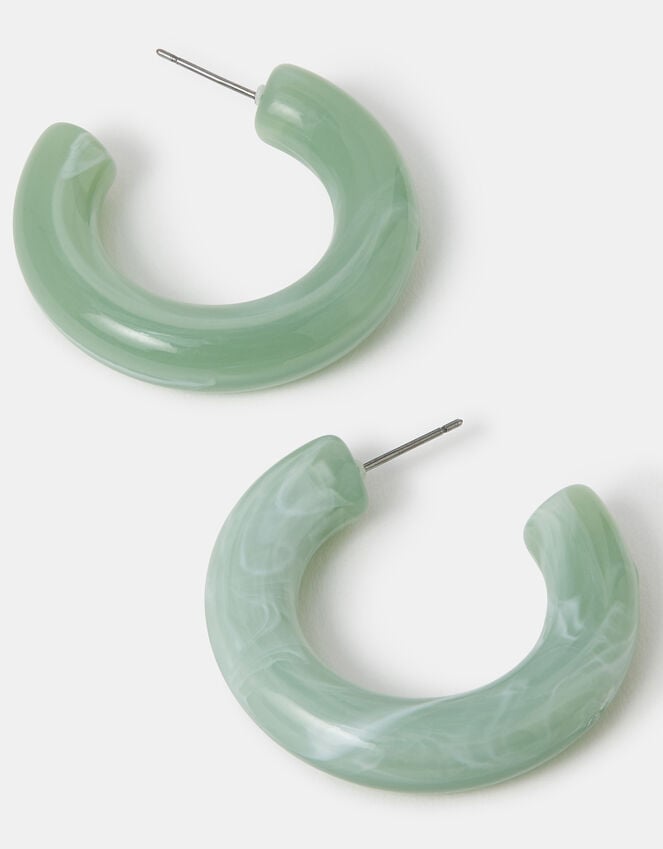 accessorize Marble resin Tube Hoop Earrings