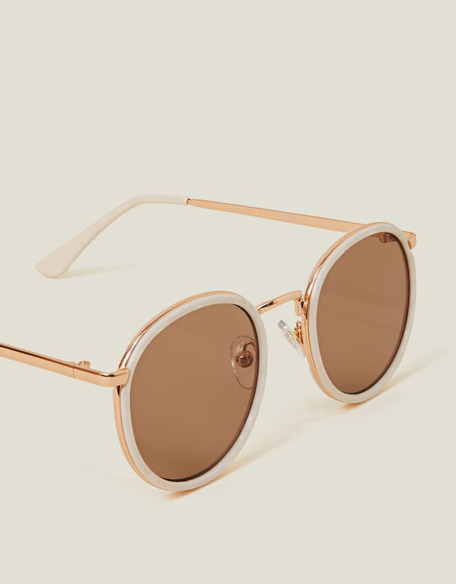 Accessorize Marbled Metal Round Sunglasses